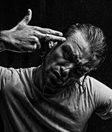 black and white portraits of men