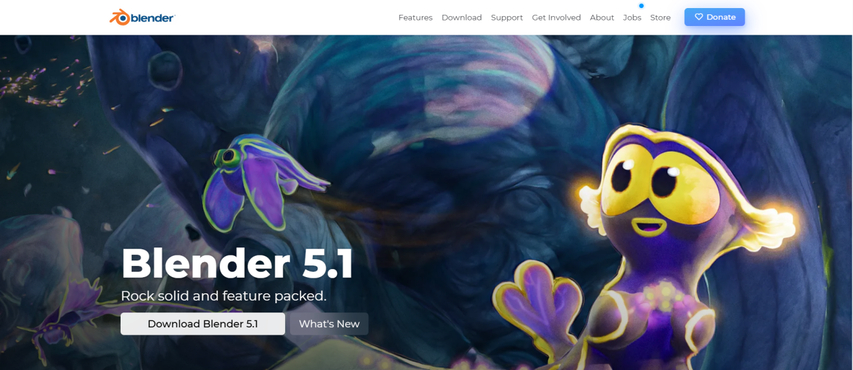 homepage screenshot of blender animation maker