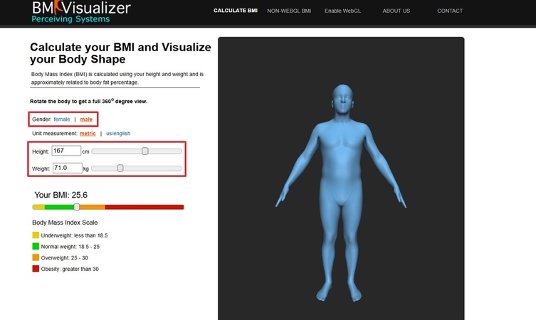 access bmi visualizer online tool