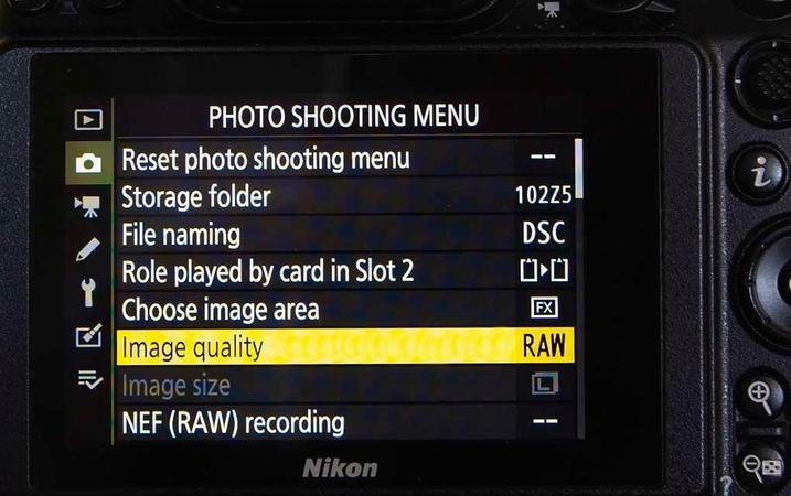 shoot images in raw