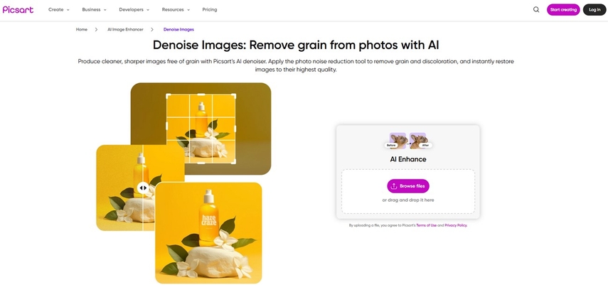 access picsart ai denoise tool