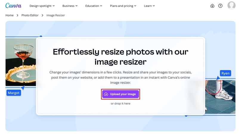 Canva 인터페이스에 이미지 업로드