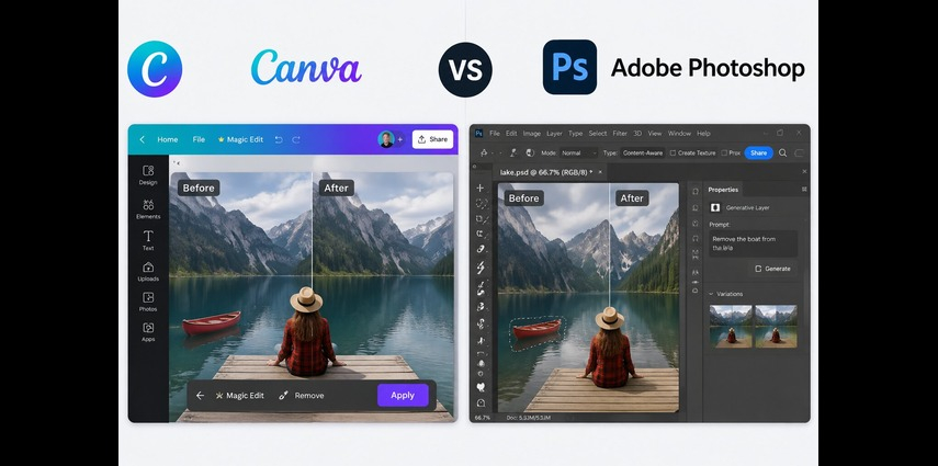 AI image editing comparison between Canva and Adobe