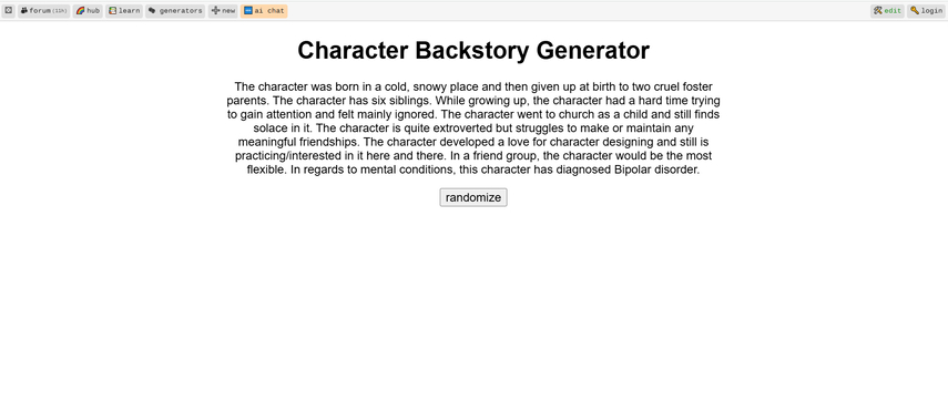 character backstory generator ai perchance backstory generator