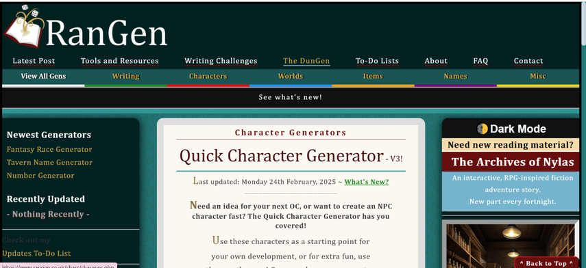 character backstory generator rangen