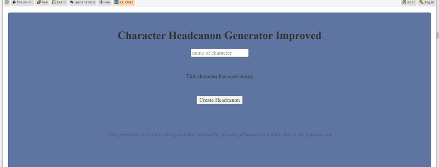 character headcanons generator perchance