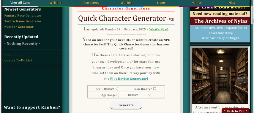 characters headcanon generator rangen