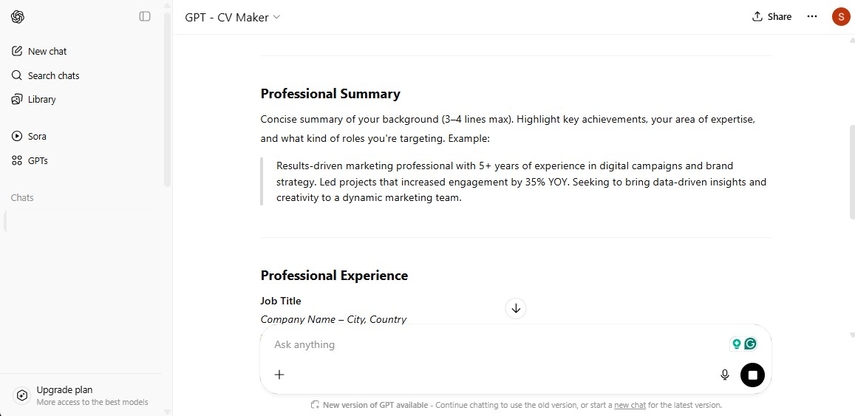 free ai cv maker chatgpt