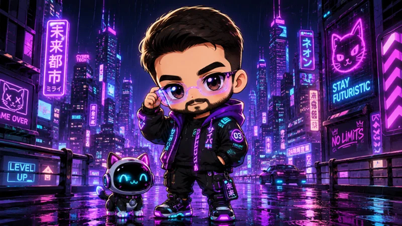 cyberpunk chibi anime character