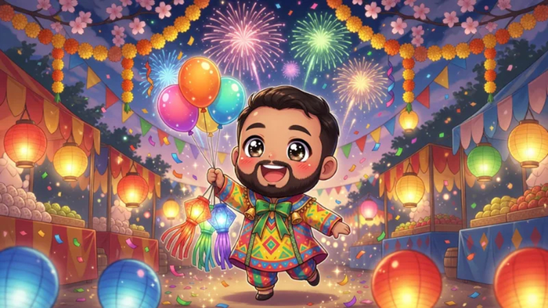 festival celebration chibi character
