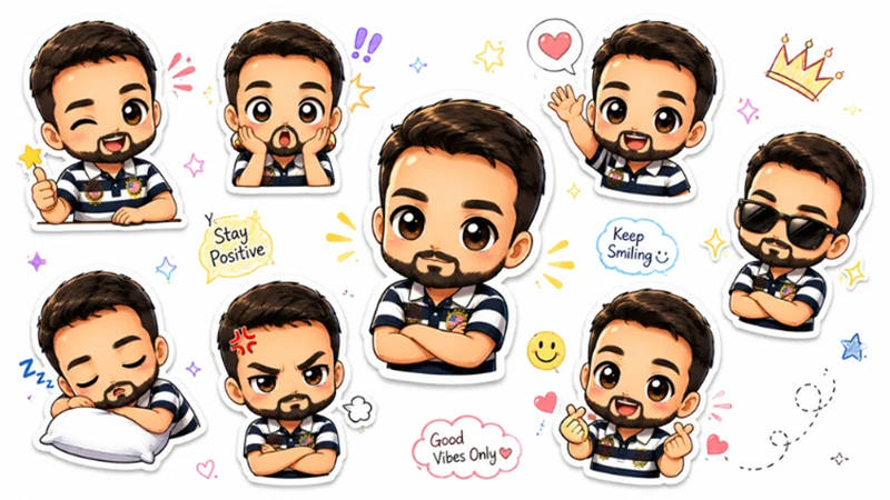 chibi sticker cartoon character set
