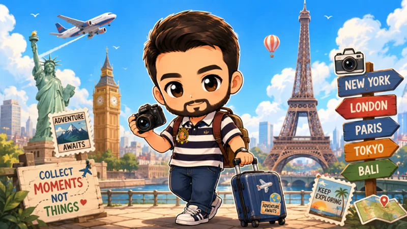 chibi traveler cartoon character