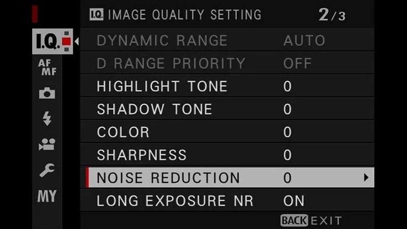 enable noise reduction feature on camera