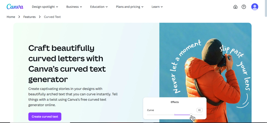 curve text generator canva