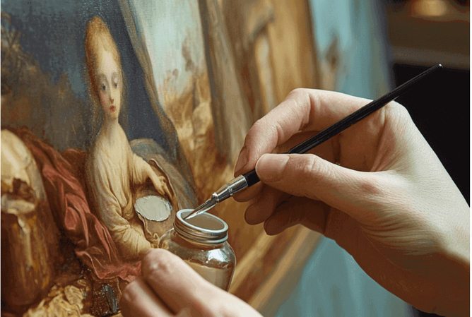 Faded miniature painting needing restoration