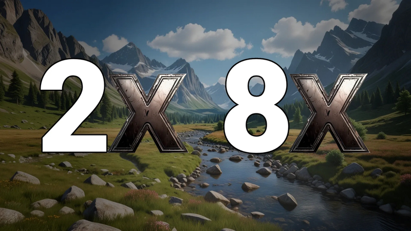 الفرق بين التكبير 2x و 8x في تحسين الصورة