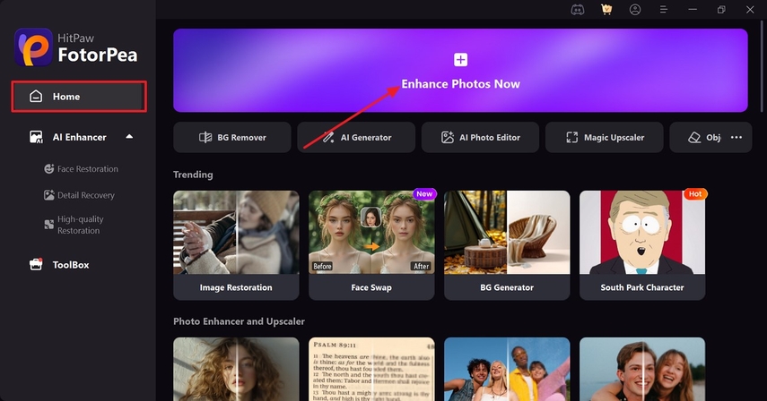 「Enhance Photos Now」をクリック