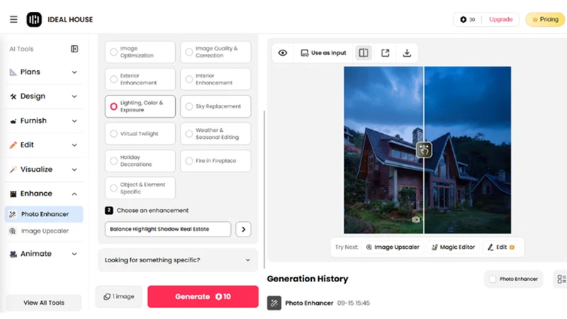 reviewing and downloading an enhanced ideal house property photo
