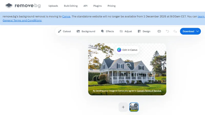 downloading a property image with a transparent background