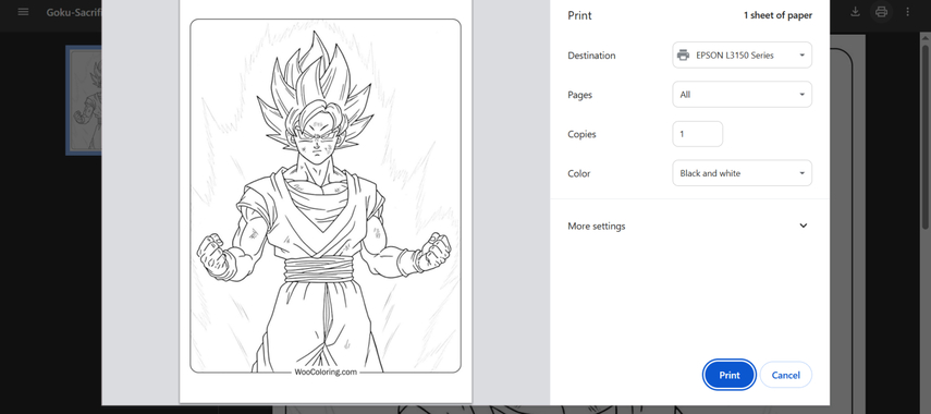 dragon ball z goku coloring pages