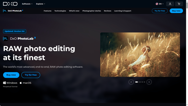 DxO PhotoLab RAW photo editing software interface