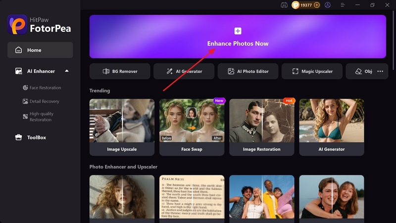 access enhance photos tab