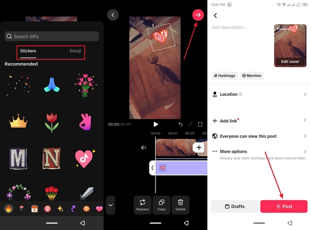 post tiktok video after editing