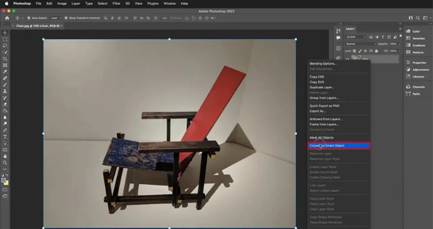 converting evidence layer to smart object