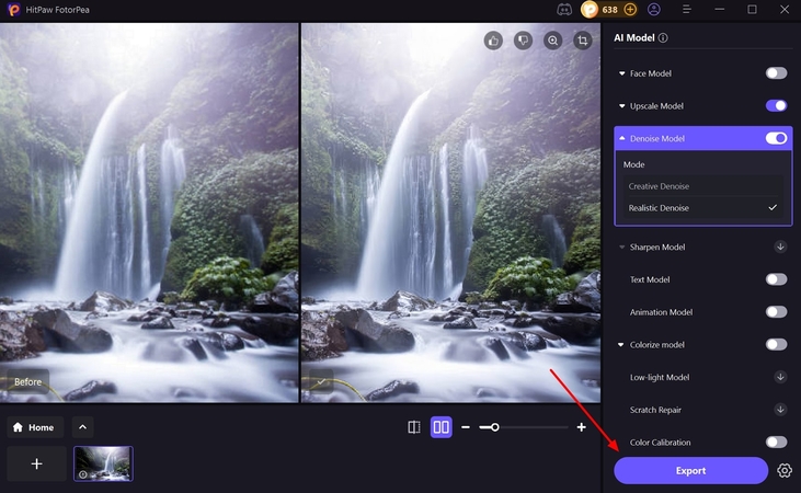 preview and export the enhanced image
