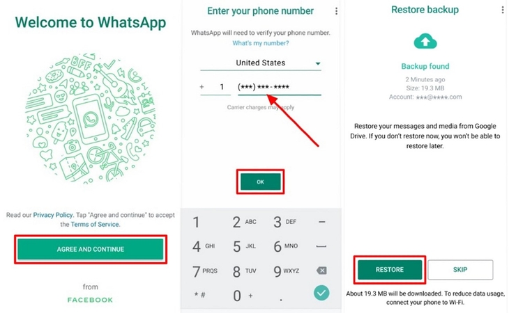 안드로이드 WhatsApp 클라우드 백업에서 데이터 추출