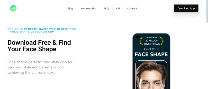 rilevatore di forma del viso con Hiface