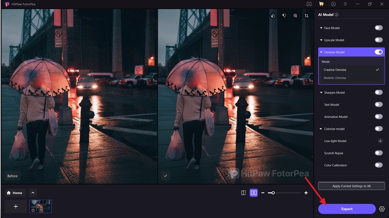 compare results export enhance night image