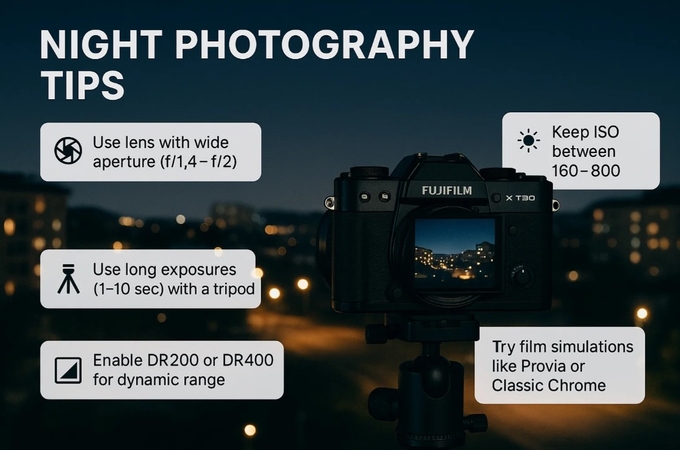 tips xt30 night photography