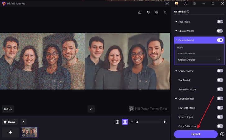 export enhanced camera portrait images