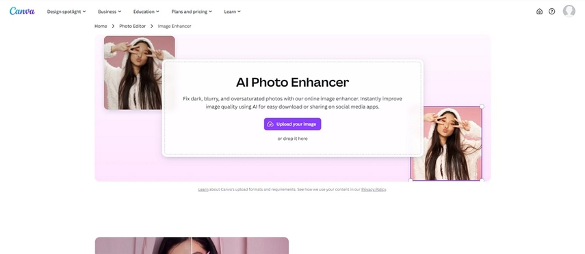 canva ai photo enhancer tool