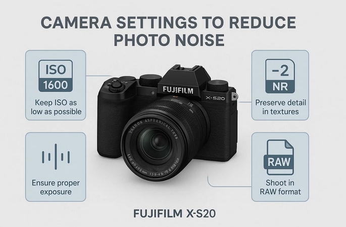 fujifilm camera settings reduction image noise