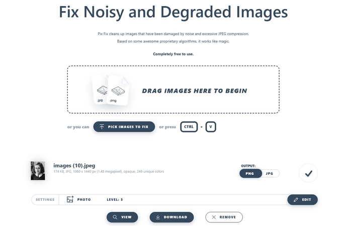 fix noisy images with pix fix