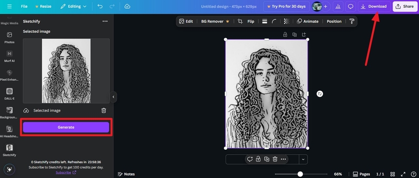 draw person portrait using canva