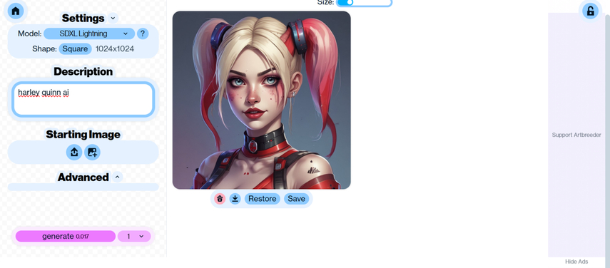 harley quinn ai art generator artbreeder