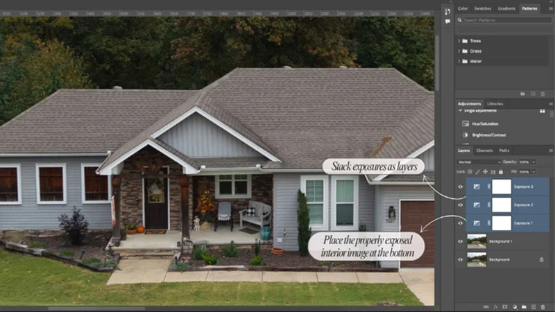 blending bracketed real estate photos with photoshop layer masks
