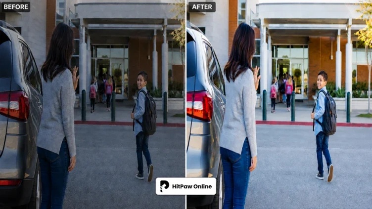 hitpaw online photo enhancer before and after school photo improvement
