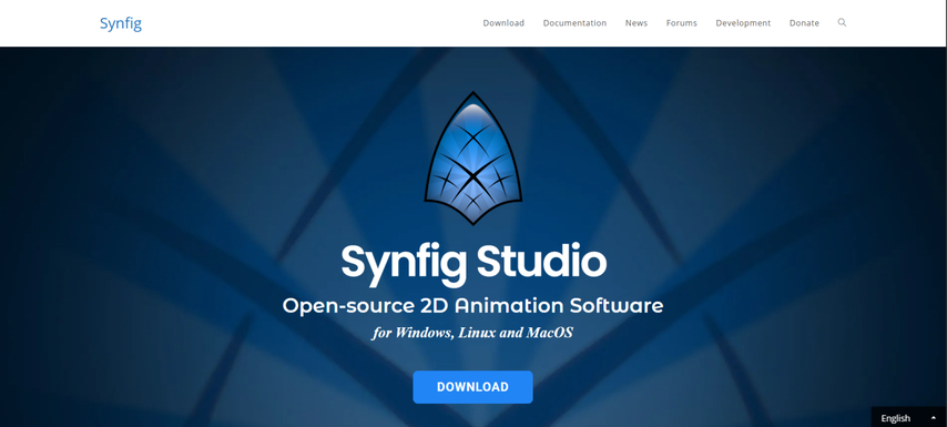 synfig studio open source 2d animation software homepage screenshot