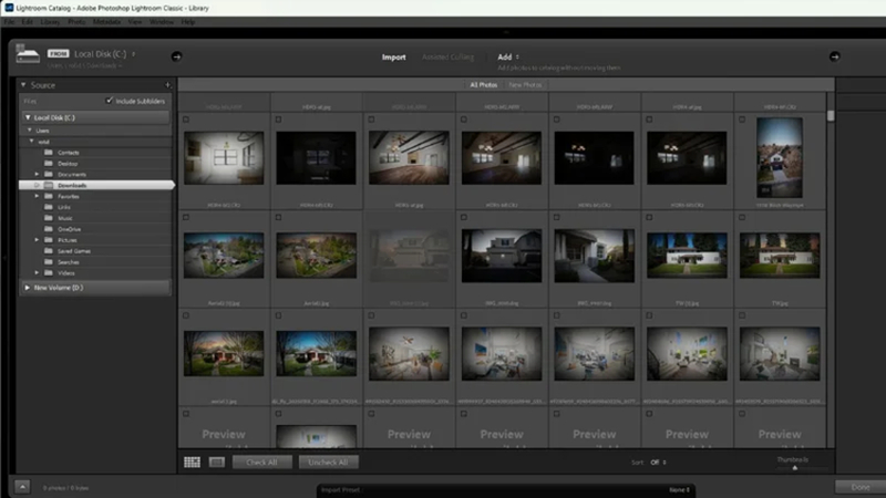 importing property listing photos into adobe lightroom classic