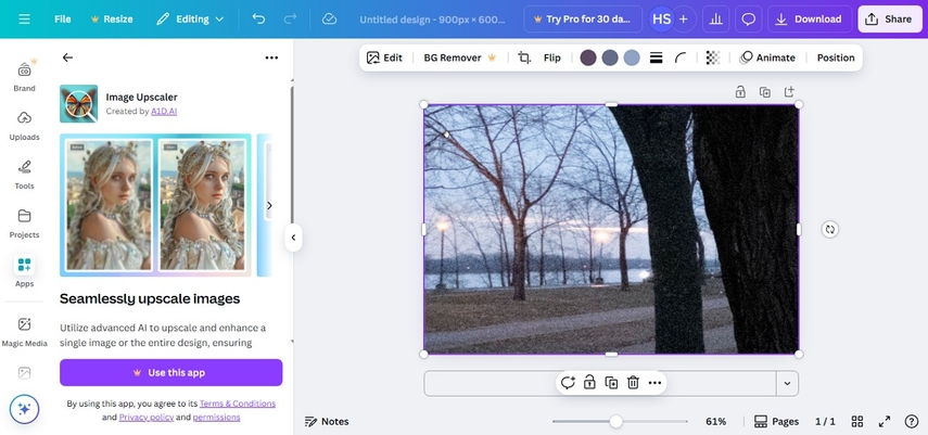use canva enhance indoor photos