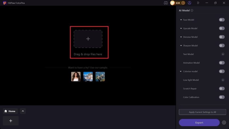 drag or drop files to fotorpea