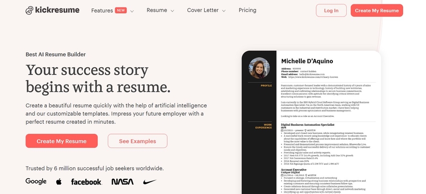 ai resume maker free kickresume