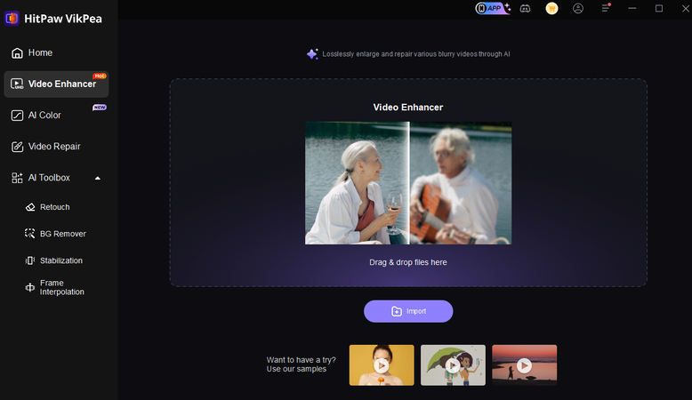 import to video enhancer vikpea tool