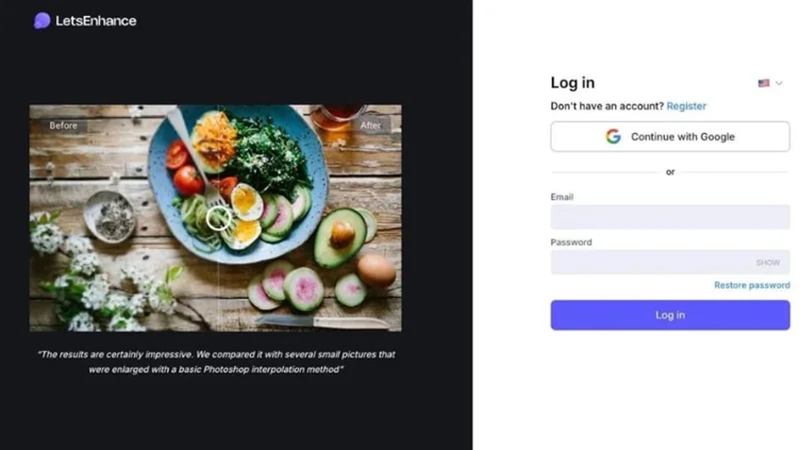 online image upscaler login dashboard