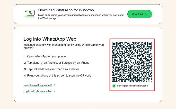 access whatsapp web via qr code