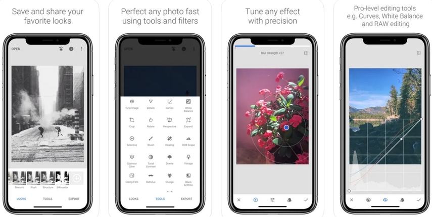 install snapseed enhance low-light pics